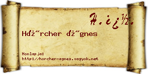Hörcher Ágnes névjegykártya